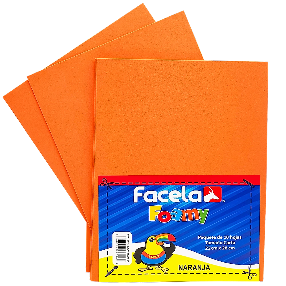 Foamy Liso 9" x 12", Color Naranja, 10 Hojas