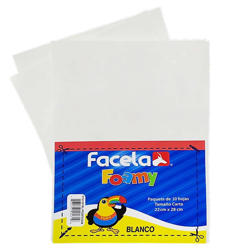 Foamy Liso 9" x 12", Color Blanco, 10 Hojas