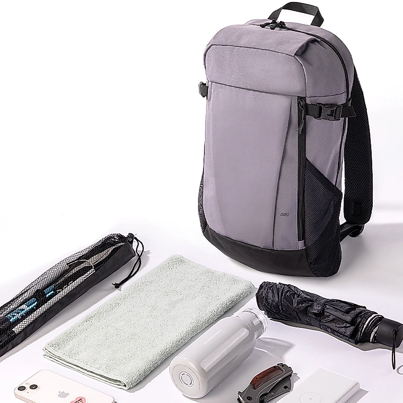 Mochila de Viaje 18" Estilo Minimalista, Gris - Deli BG126