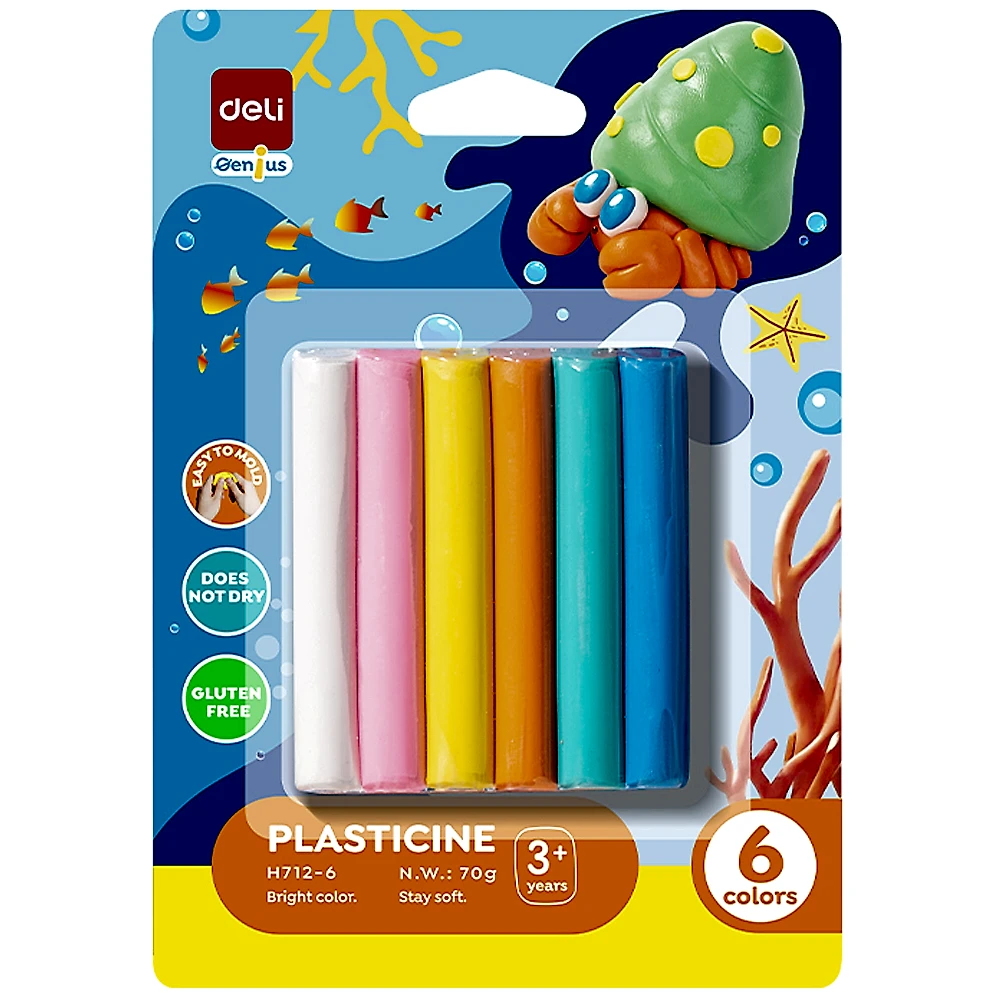 Masilla Infantil para Niños, 6 Colores - Deli H712-6