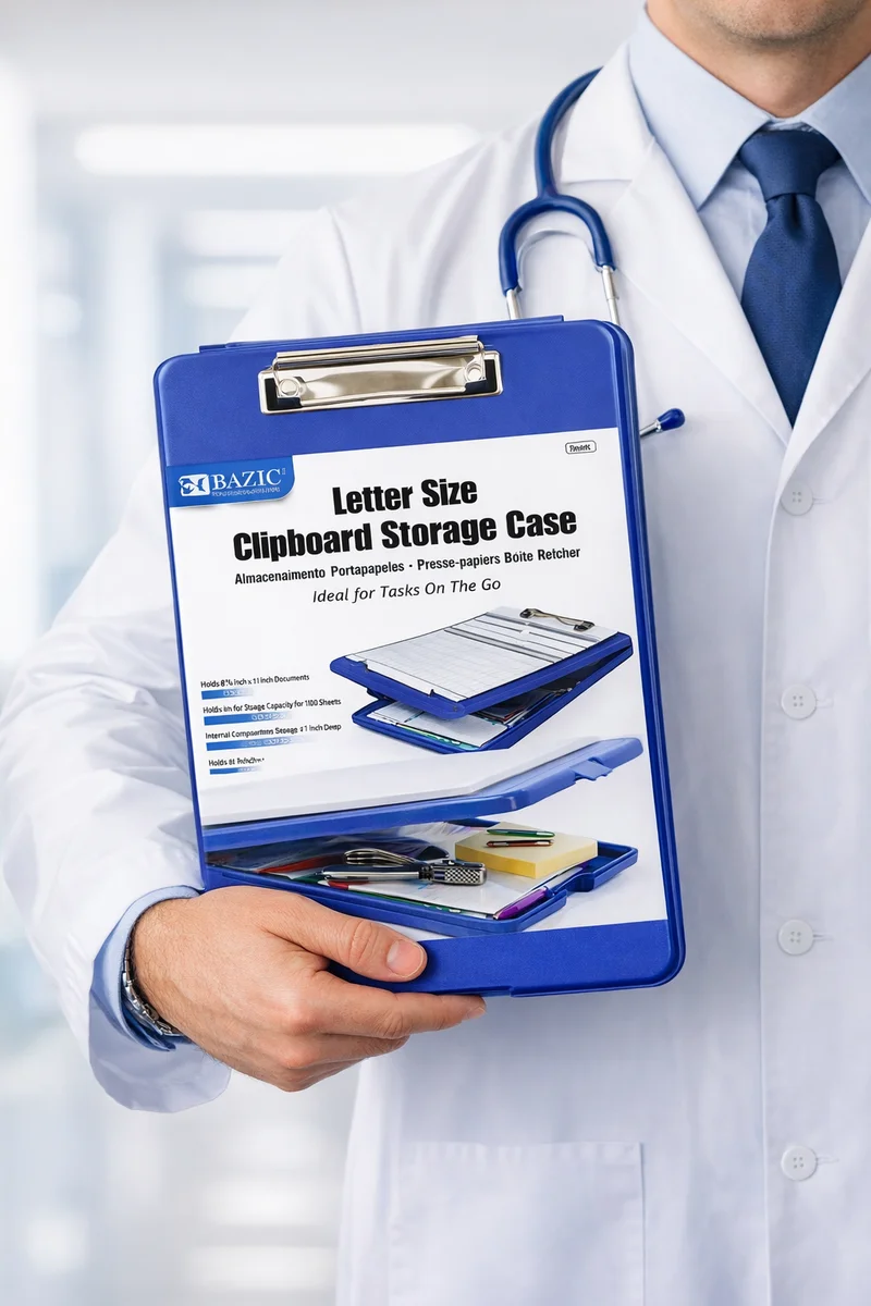 Tablilla Plástica con Compartimento 8" x 11" Plastica Azul