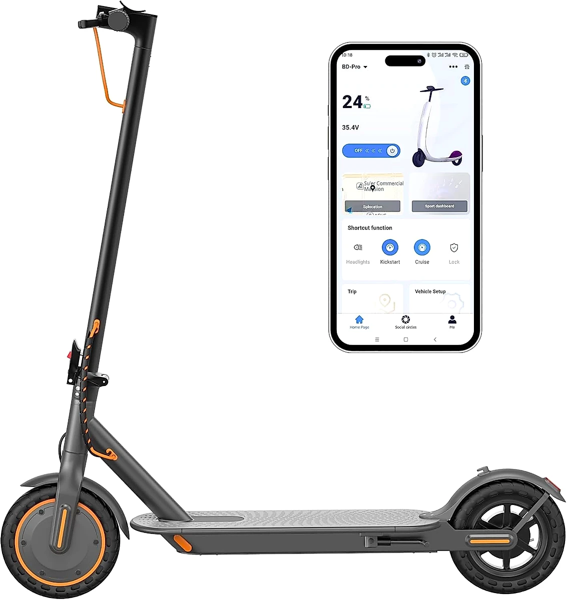VOLPAM Scooter Eléctrico con Motor Potente y Neumáticos Sólidos