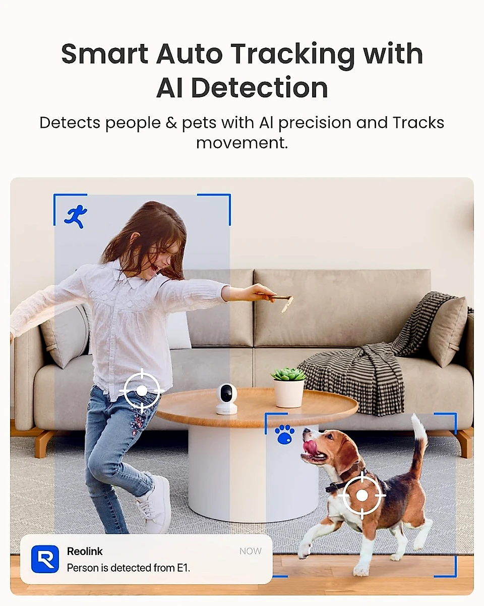 4MP 2K Indoor Camera E1, Plug-in Wireless WiFi 6 Security Camera