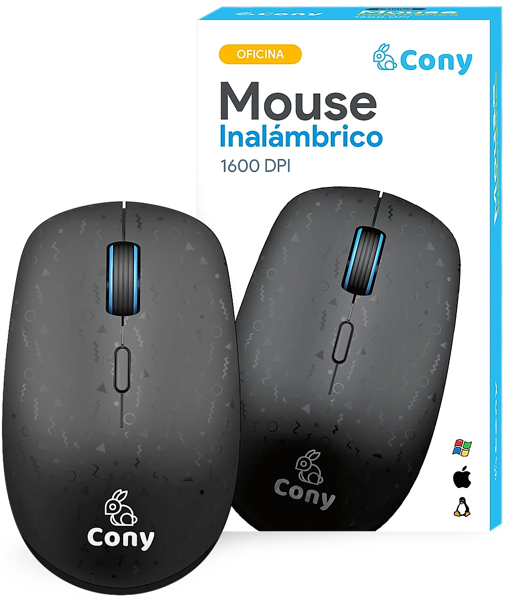 Mouse Inalámbrico Cony 2.4 Ghz, 1600 DPI