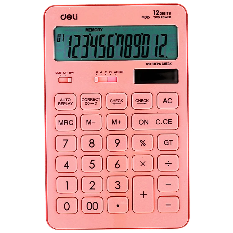 Calculadora Rosado Pastel, 12 Dígitos - Deli Touch