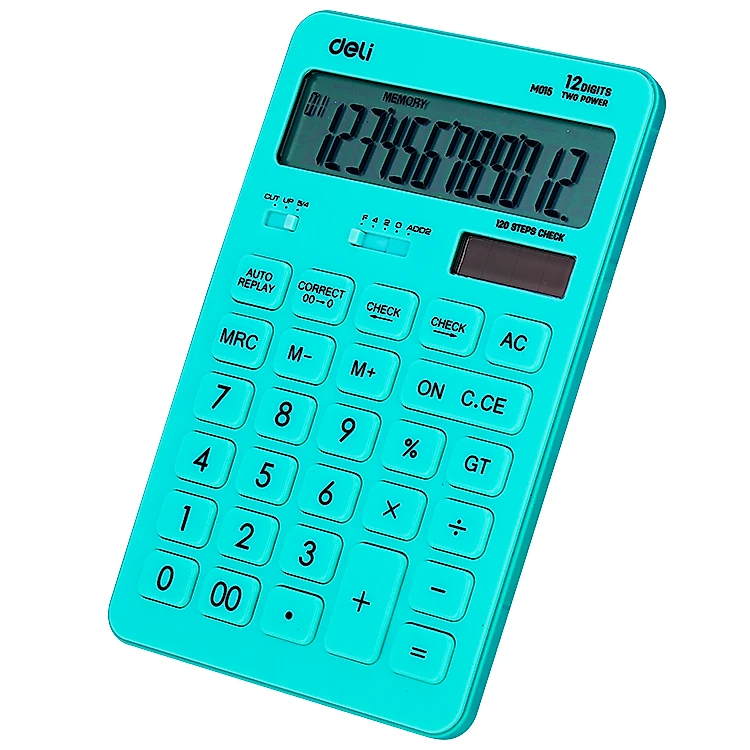 Calculadora Deli Plástica 12 Dígitos Azul Turquesa