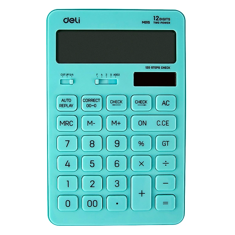 Calculadora Deli Plástica 12 Dígitos Azul Turquesa