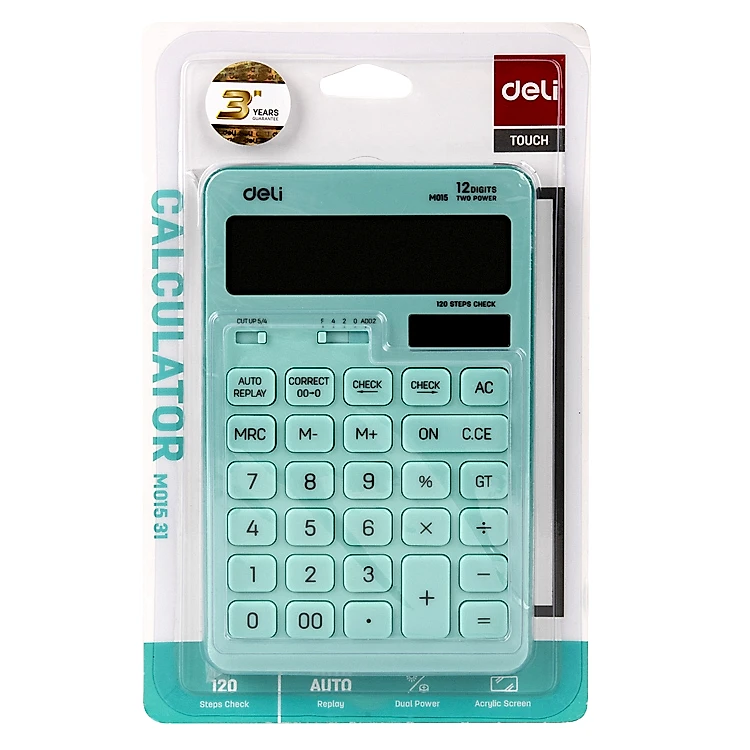 Calculadora Deli Plástica 12 Dígitos Azul Turquesa