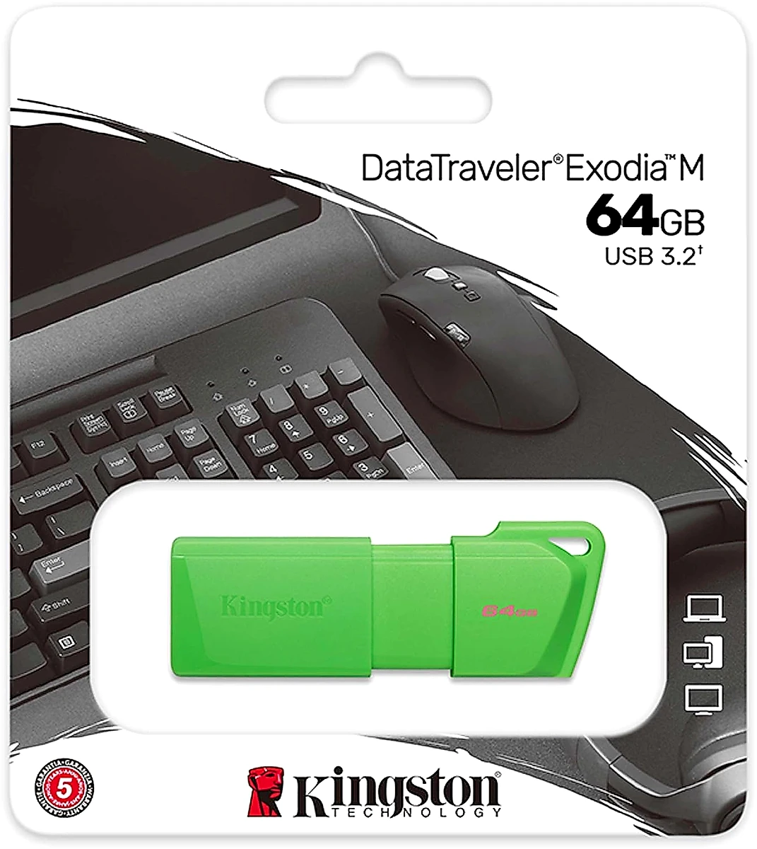 Memoria USB 3.2 de 64GB - Kingston DataTraveler Exodia M, Verde Manzana