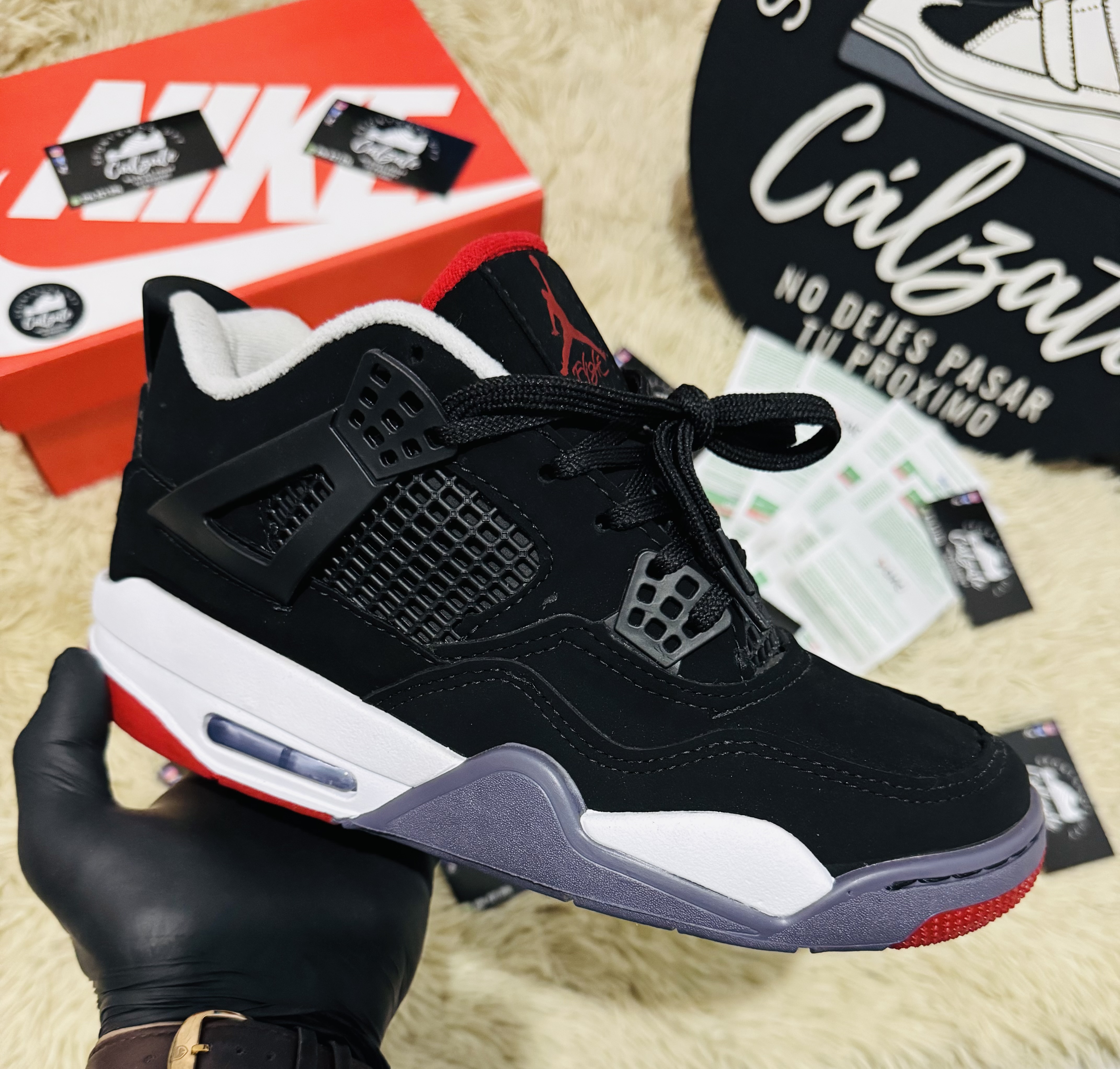 Jordan retro 4 (replik) - Negro rojo 