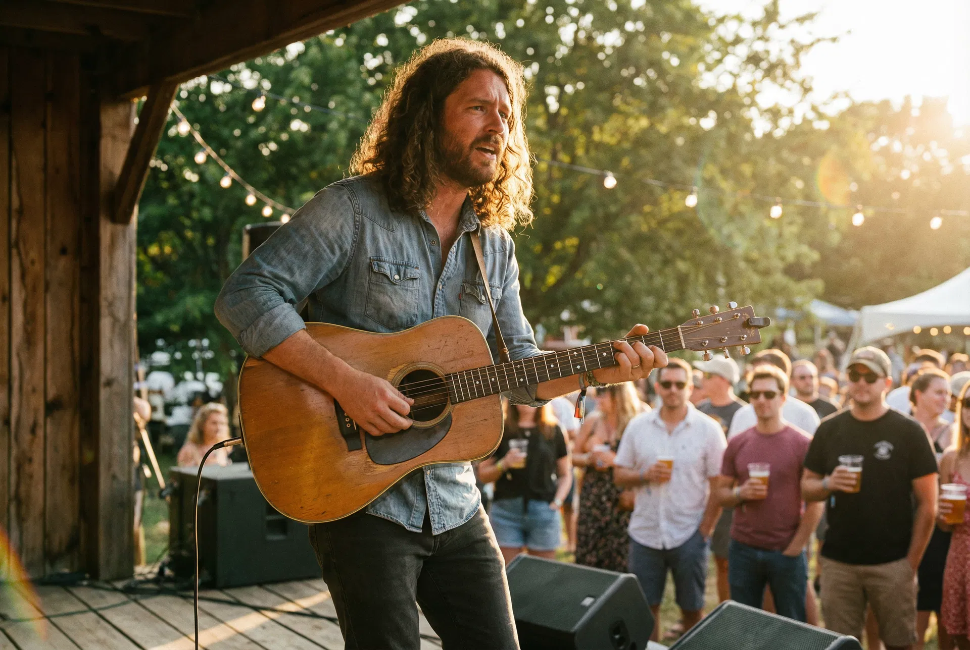 Devon Golding performing live outdoors