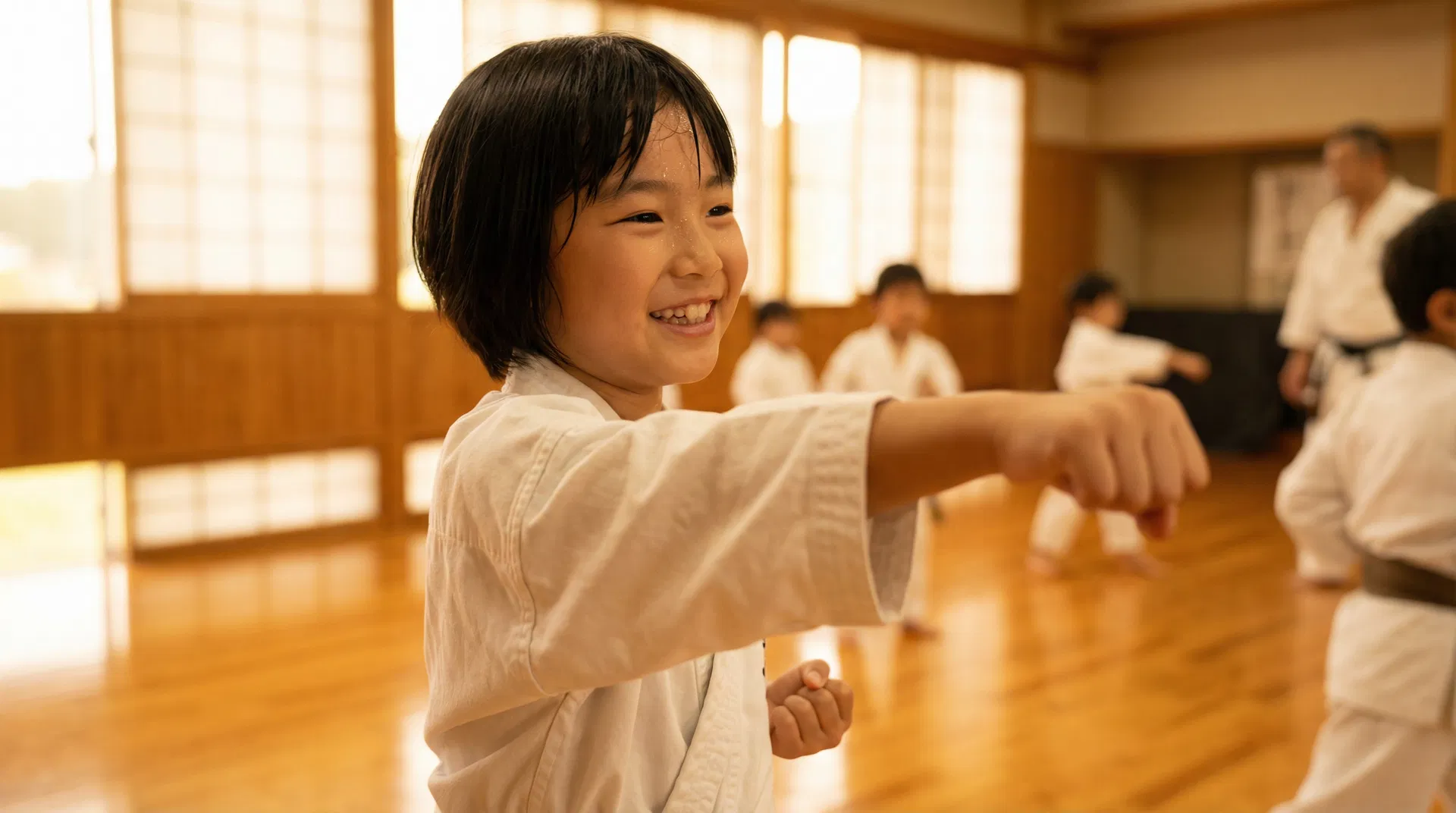 笑顔で稽古に励む子供
