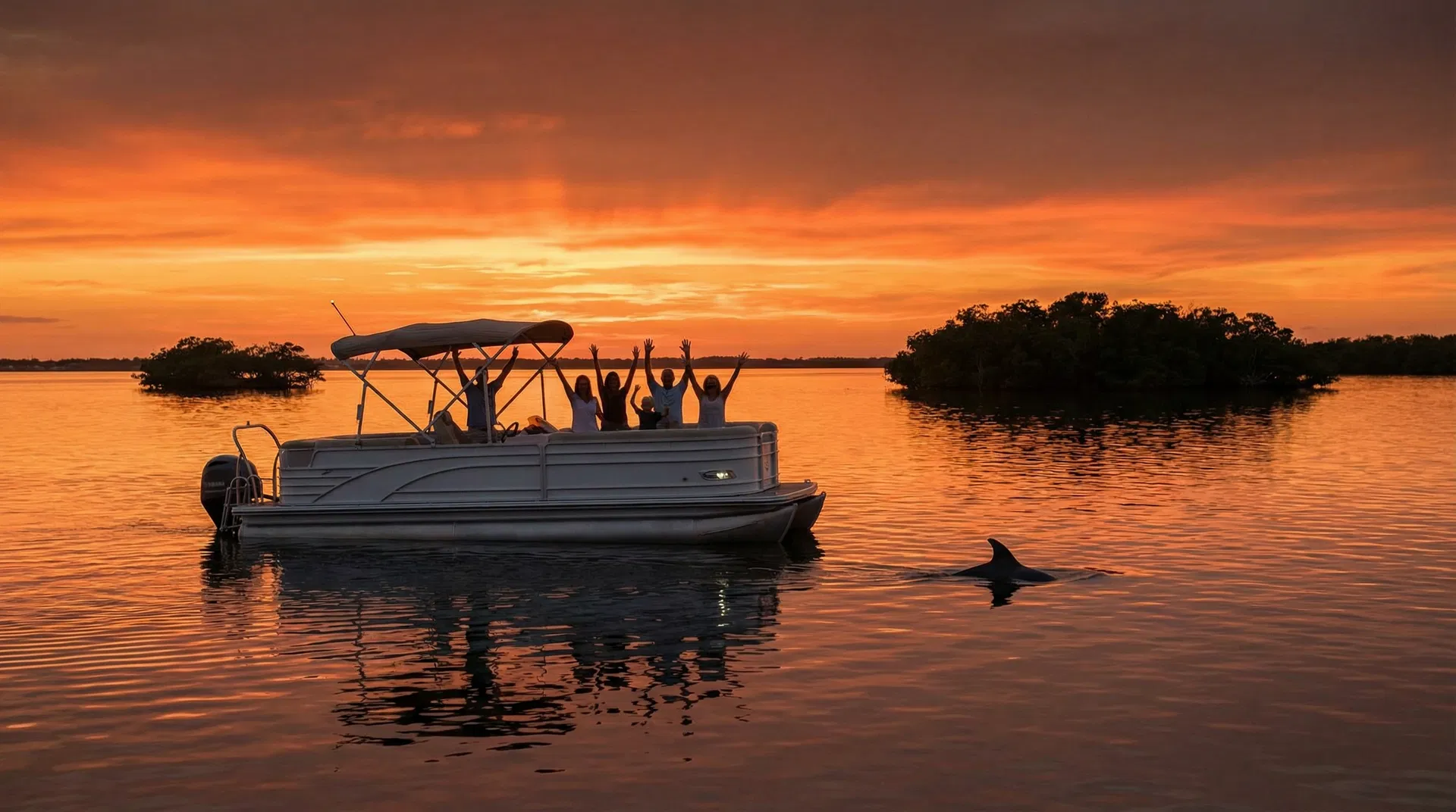 Sunset dolphin cruise on the Indian River Lagoon near Fort Pierce and Hutchinson Island