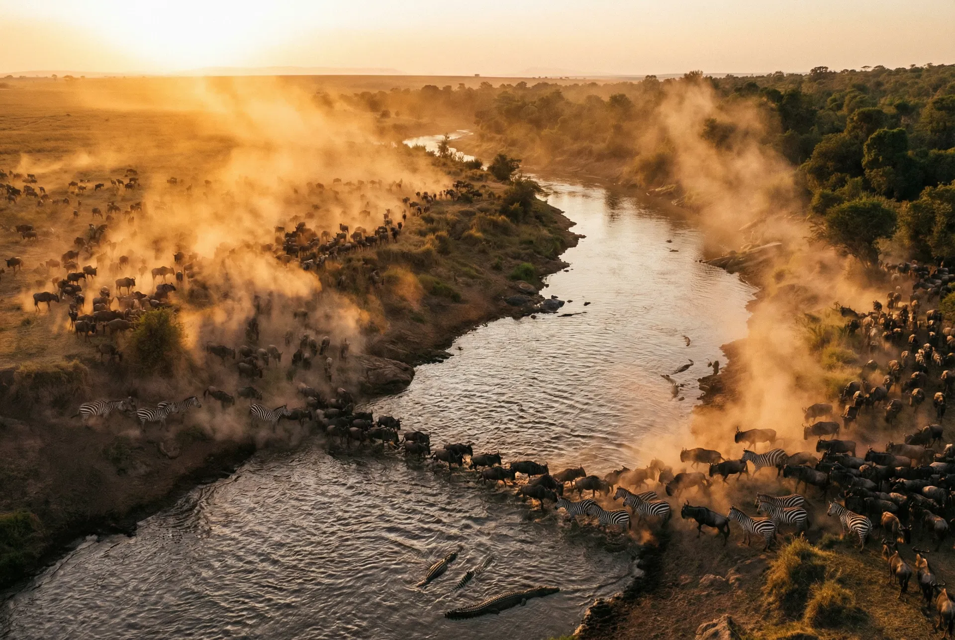 Aerial view of the Okavango Delta in flood season, Botswana