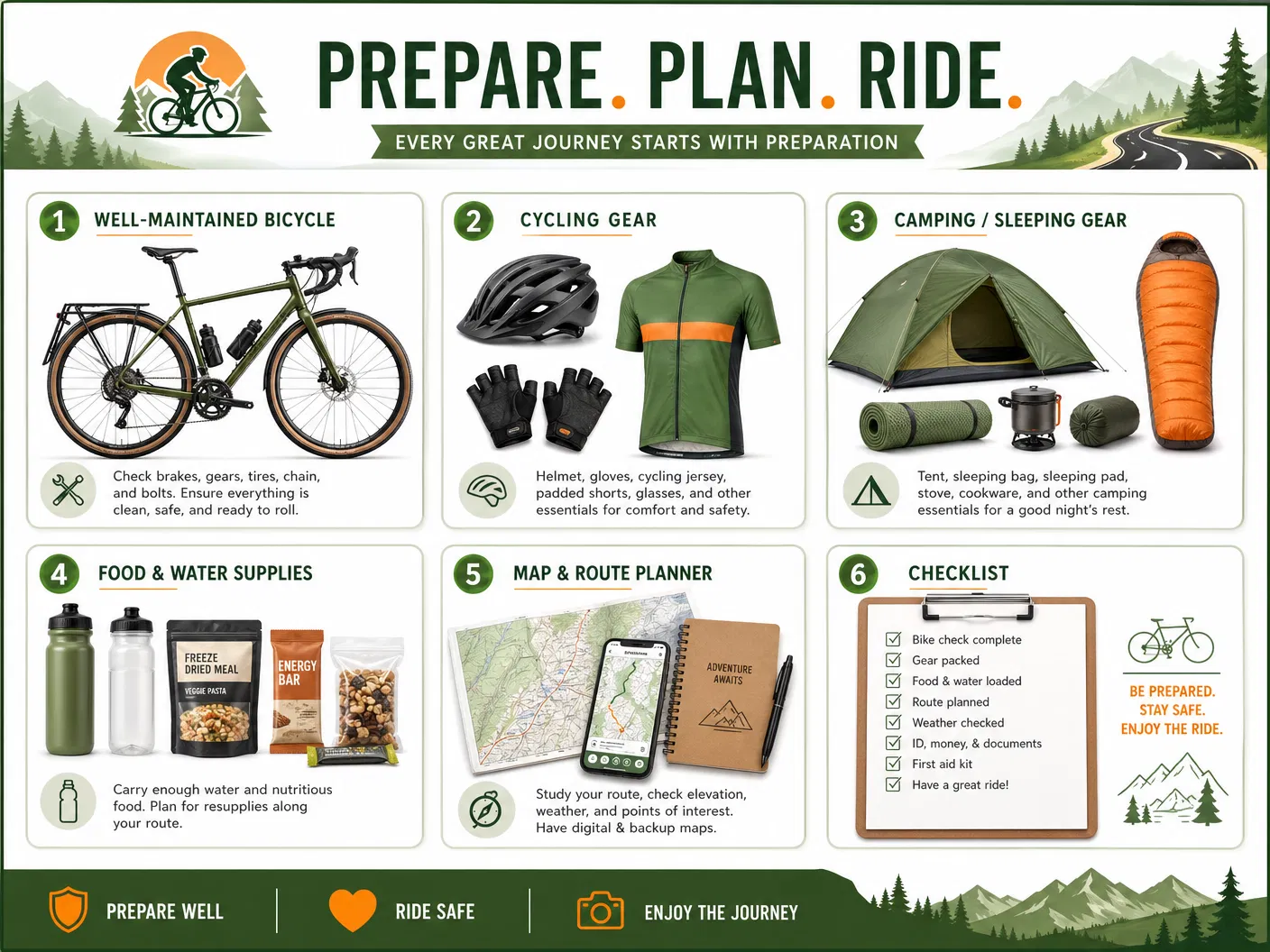 자전거 국토종주 준비물과 체크리스트를 정리한 인포그래픽