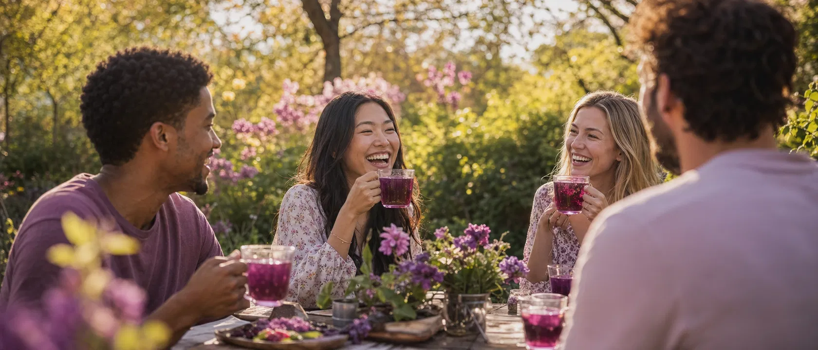 Friends enjoying V-TE DETOX tea together