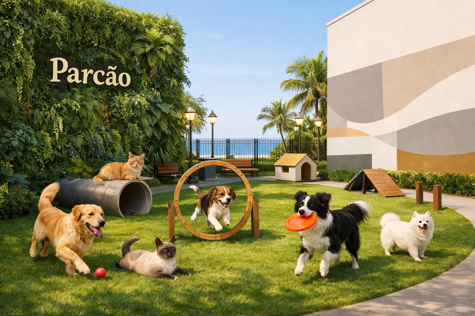 Parcão - Parque Exclusivo para Pets com Parede Viva e Iluminação - Que Lugar Bom!