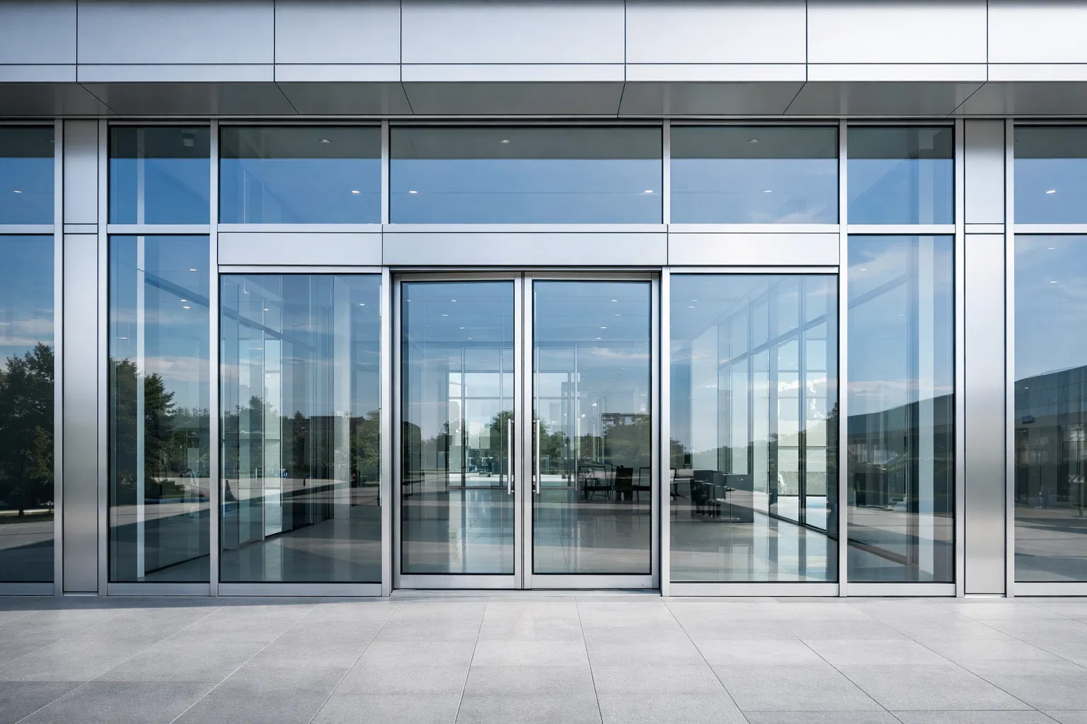 Fachada moderna com vidros e alumínio