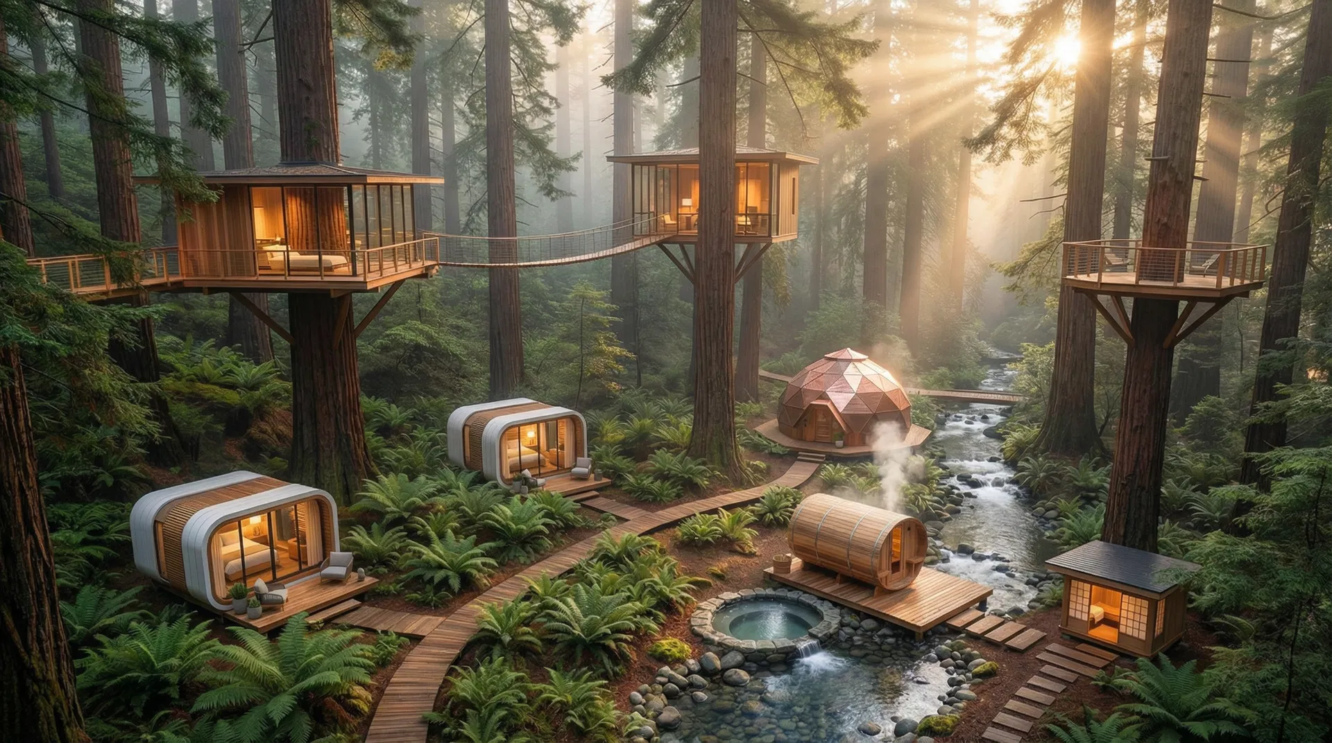 Komorebi Mokuyoku aerial view — concept rendering