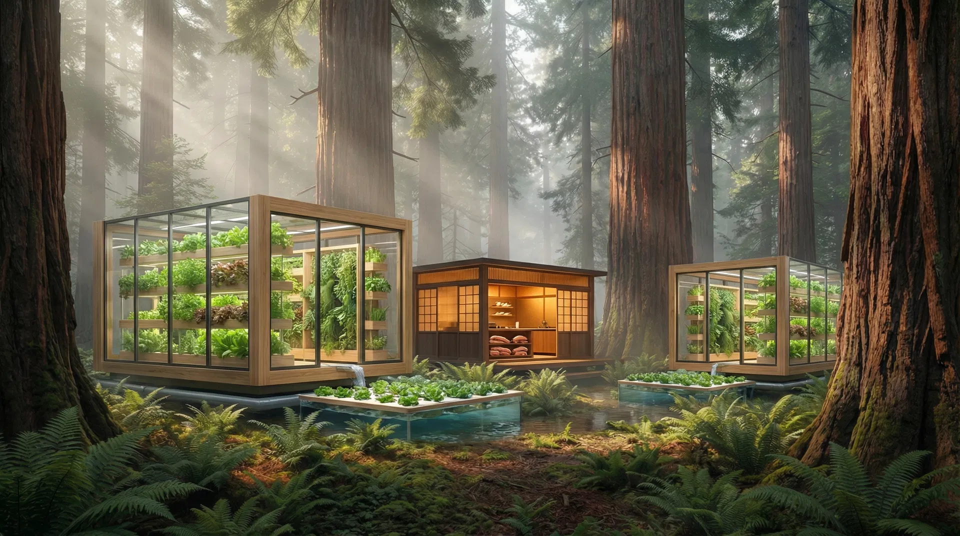 Hydroponic floating broth garden fed by Landon Creek