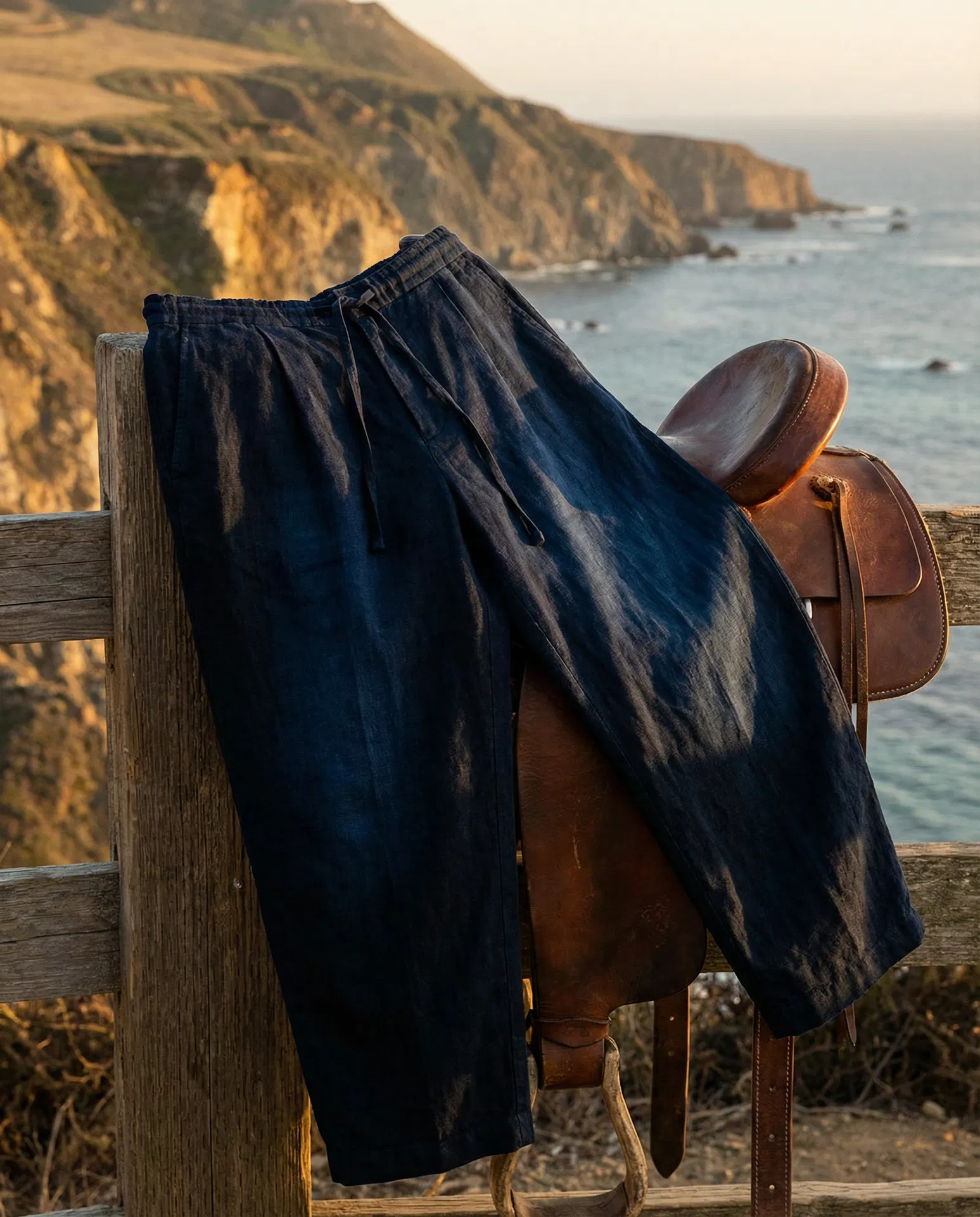 Indigo Linen Wide Pant