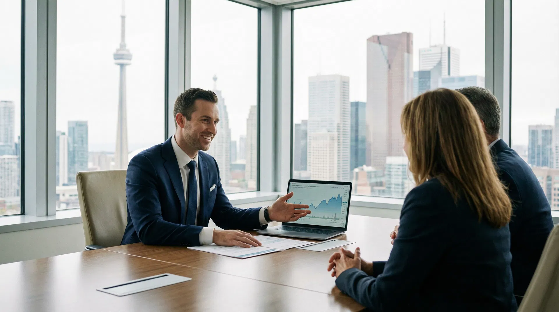 Layered investment and planning documents on a desk