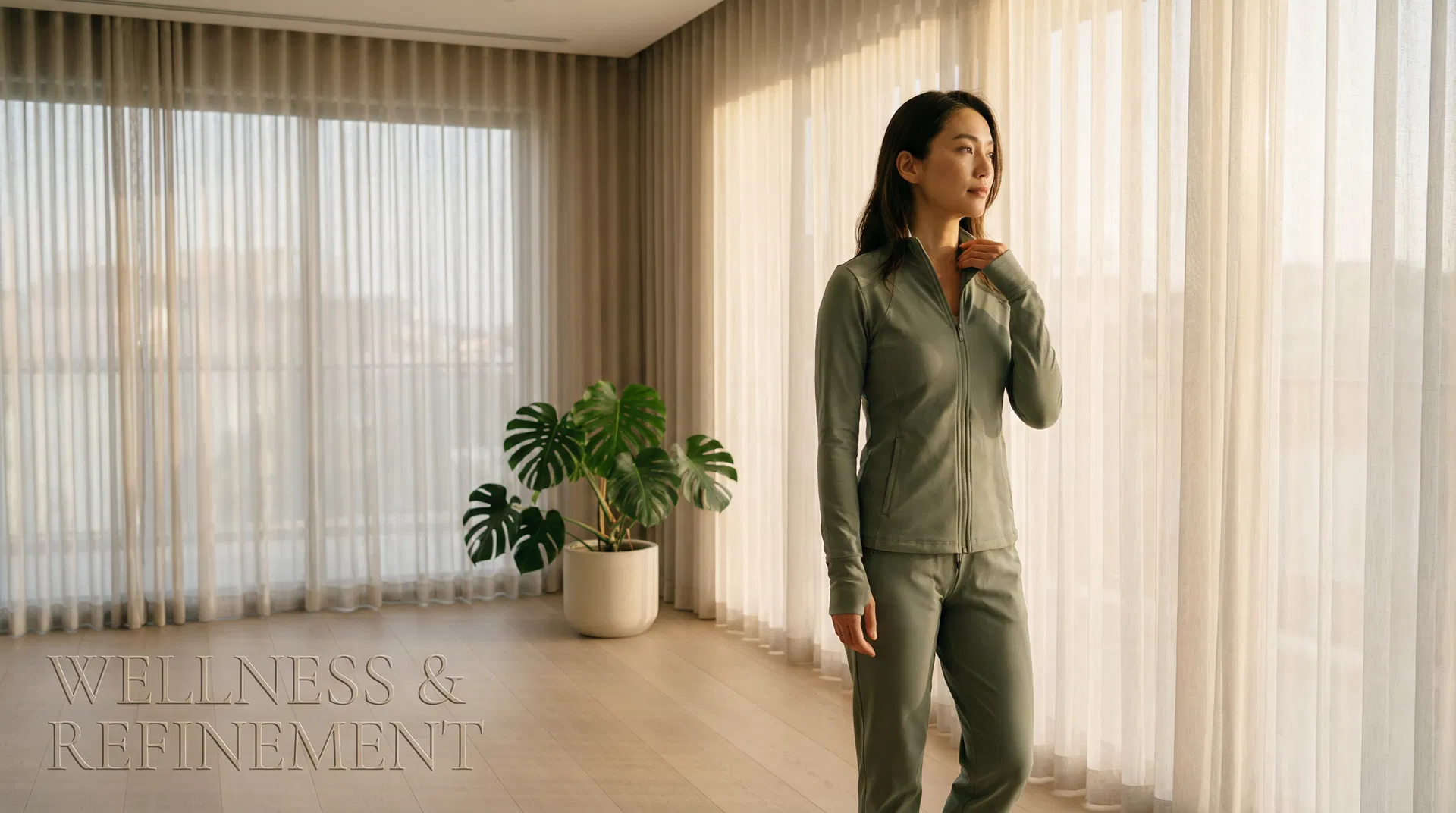 洗練された空間で自分の身体と向き合う女性