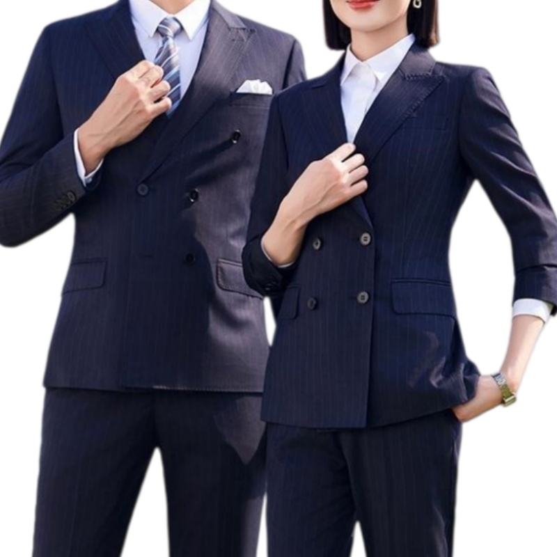 專業商務條紋雙排扣西裝套裝：香港企業制服訂造首選，展現團隊專業形象