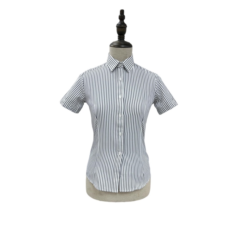 女士修身短袖條紋恤衫 - 專業商務制服訂造