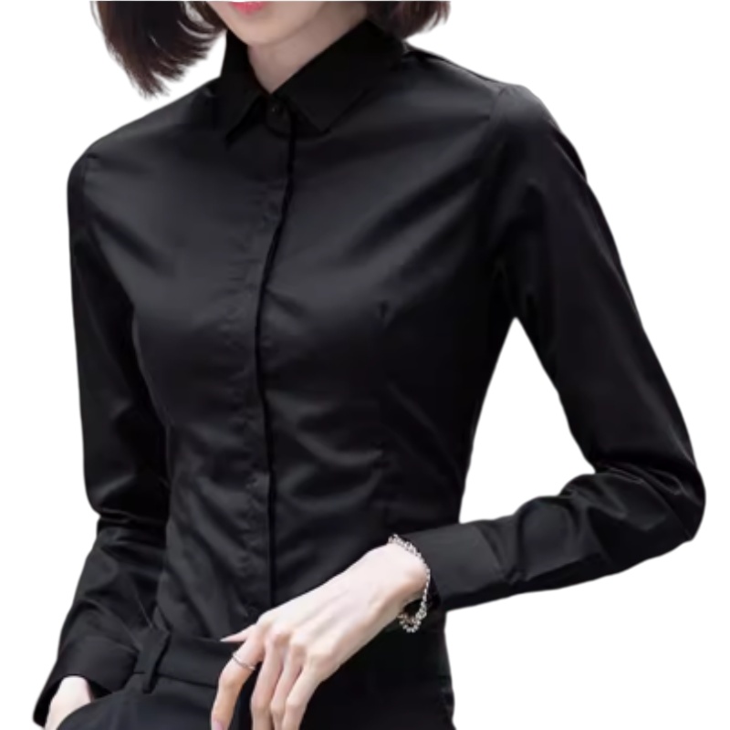 專業修身光澤黑恤衫 - 企業制服訂造首選