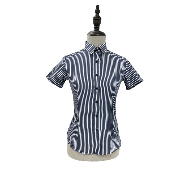 時尚條紋短袖恤衫 - 專業商務制服訂造