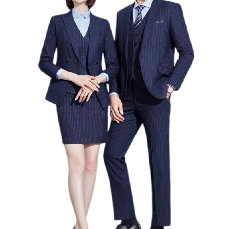 商務精英之選：深藍條紋西裝套裝，展現專業與時尚