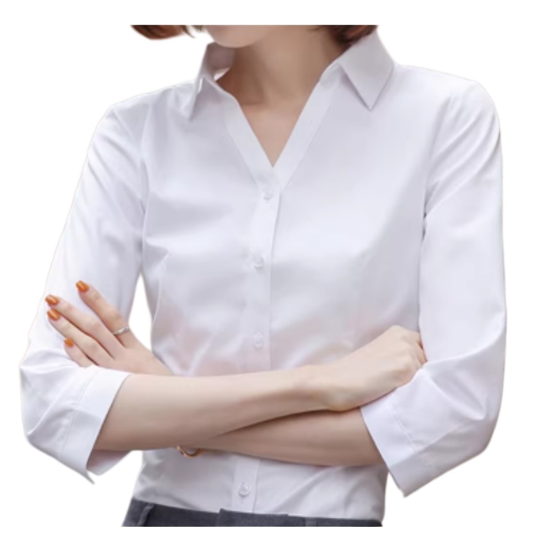 專業修身七分袖白恤衫 - 女裝商務制服訂造