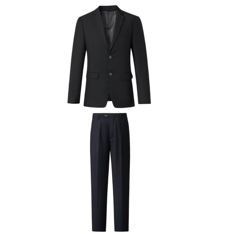 商務經典：高級羊毛混紡黑色西裝套裝，香港專業制服訂造首選