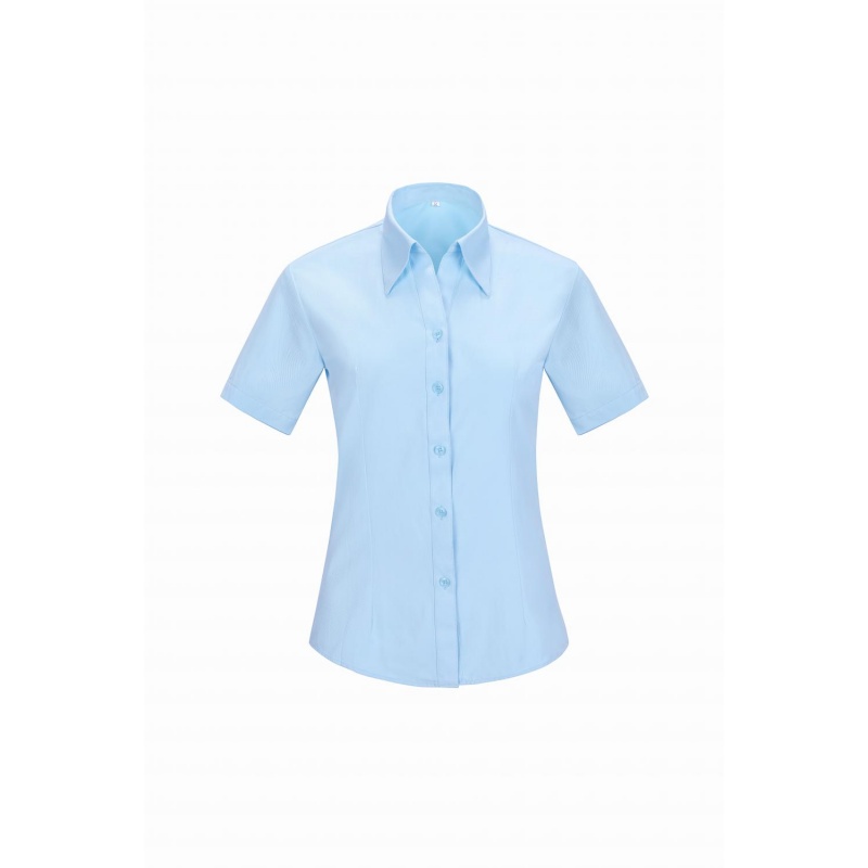 女士修身短袖恤衫 – 專業淺藍色
