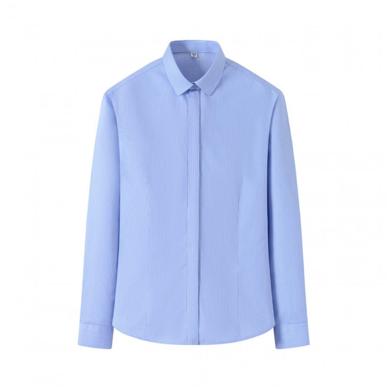 專業商務條紋恤衫 - 經典藍色