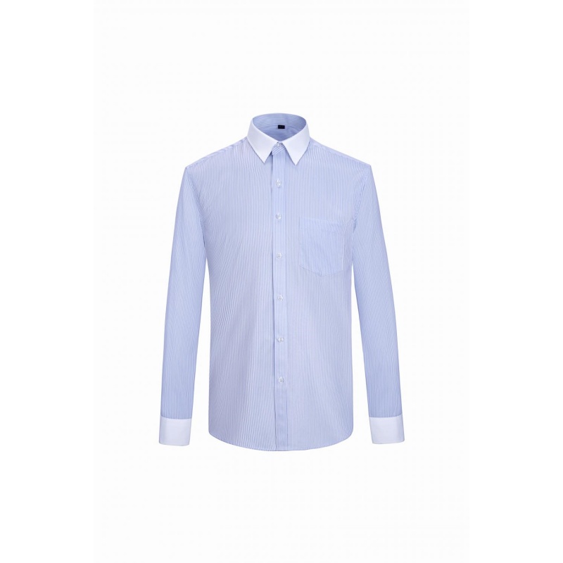 商務條紋恤衫 - 經典藍白細條紋，專業訂製之選