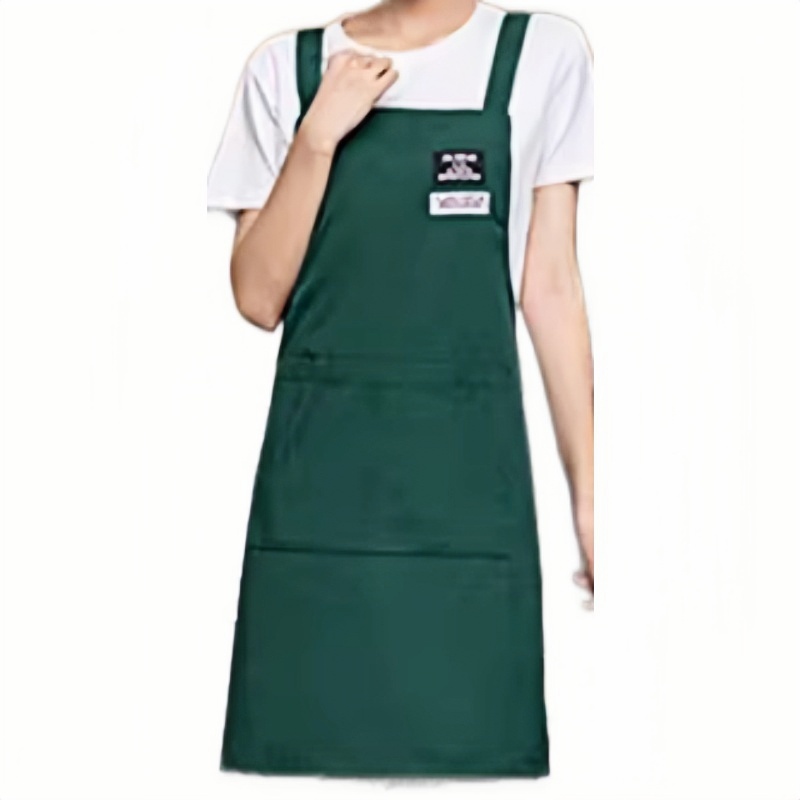 耐磨防污深綠色掛頸圍裙，餐飲廚房、咖啡廳、烘焙店、酒店餐飲及家居專業圍裙訂造