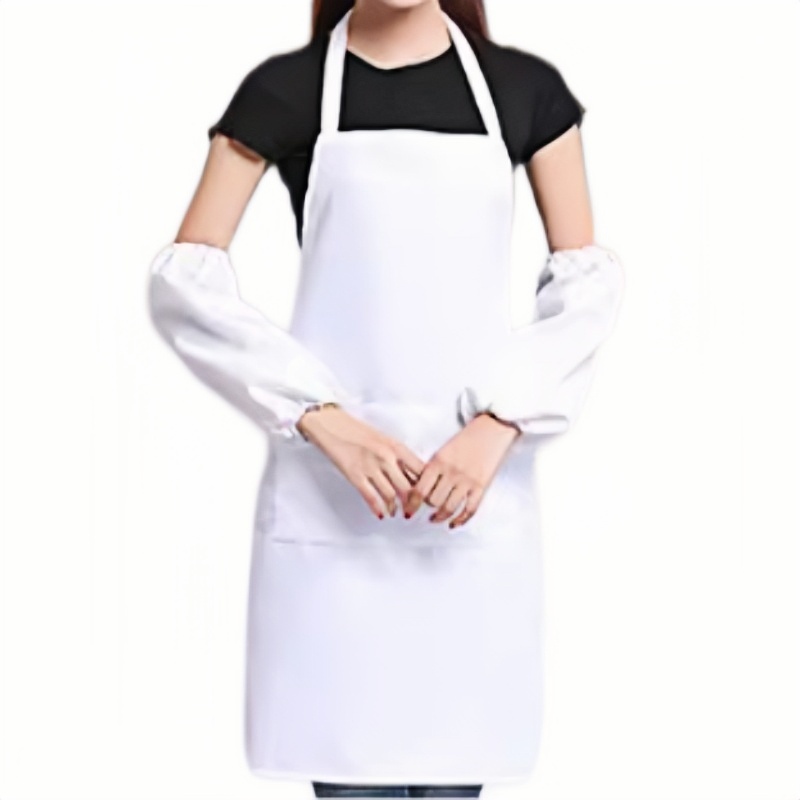 多功能防污白色圍裙連袖套：餐飲、烘焙、美髮、清潔專業防護制服訂造
