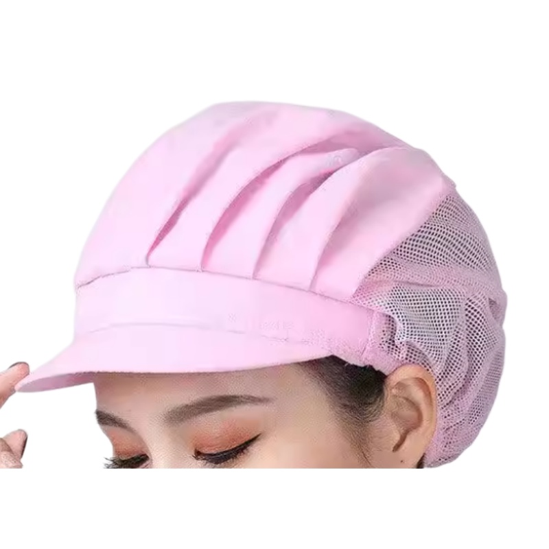 透氣網布廚師帽 | 粉色餐飲工作帽 | 適用餐廳廚房、烘焙店、食品加工業