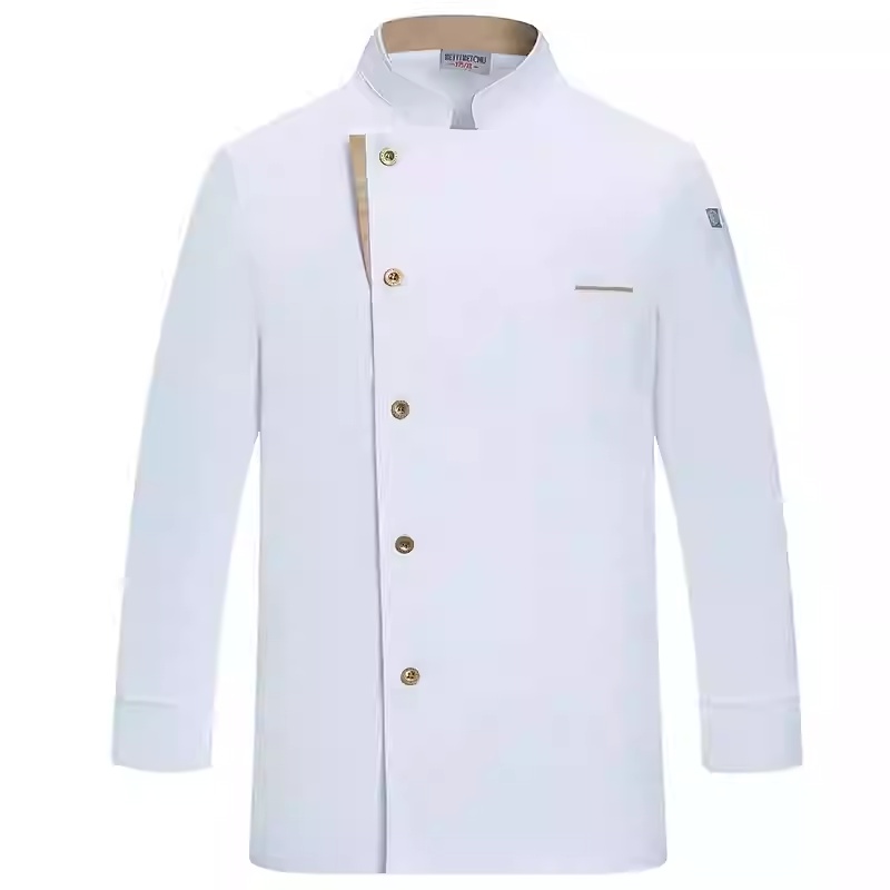 專業白色斜襟廚師服訂造：透氣耐用，適用於各式高級餐飲廚房