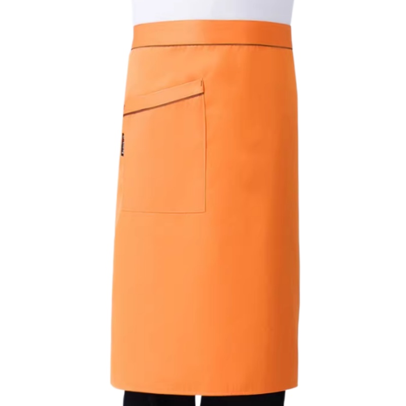 專業耐磨橙色半身圍裙訂造 - 餐廳咖啡廳酒店廚房多功能圍裙