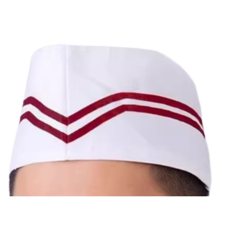 專業廚師帽訂造：耐用透氣紅白條紋工作帽，適用餐飲烘焙、外燴廚房制服