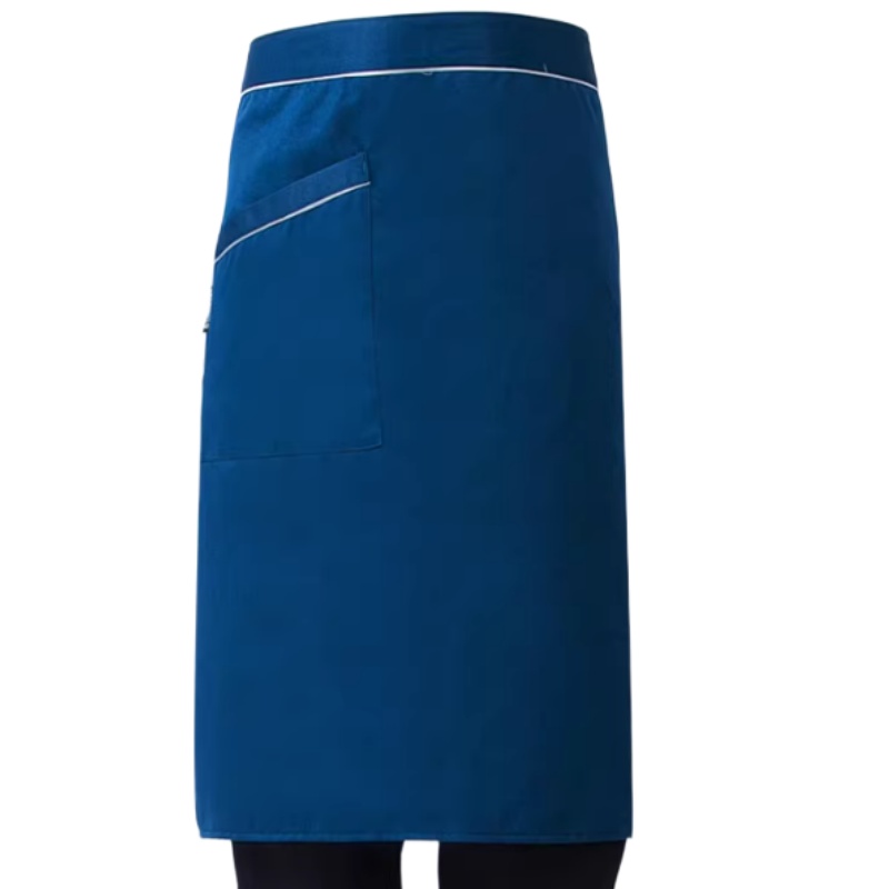 專業耐磨藍色半身圍裙：餐飲咖啡烘焙多功能工作制服，提升服務形象