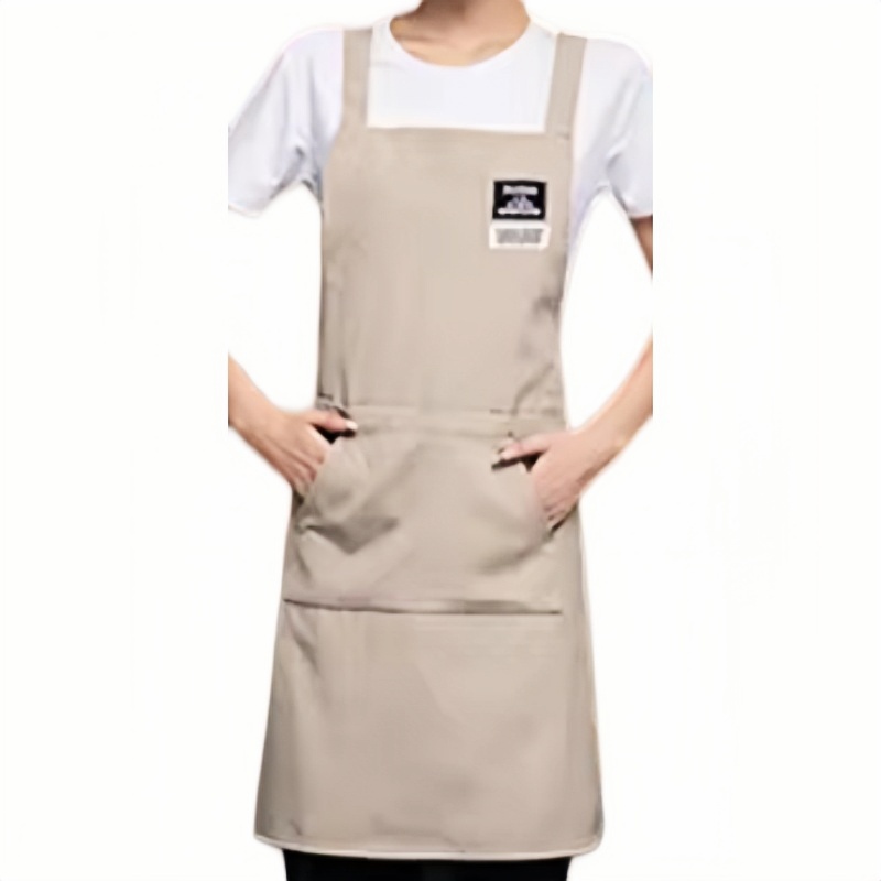 多功能米色交叉背帶圍裙：餐飲烘焙、咖啡廳、美髮美容專業制服圍裙訂造
