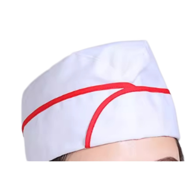 專業耐用紅白邊廚師帽/服務帽：餐飲烘焙、快餐連鎖、外燴活動制服首選