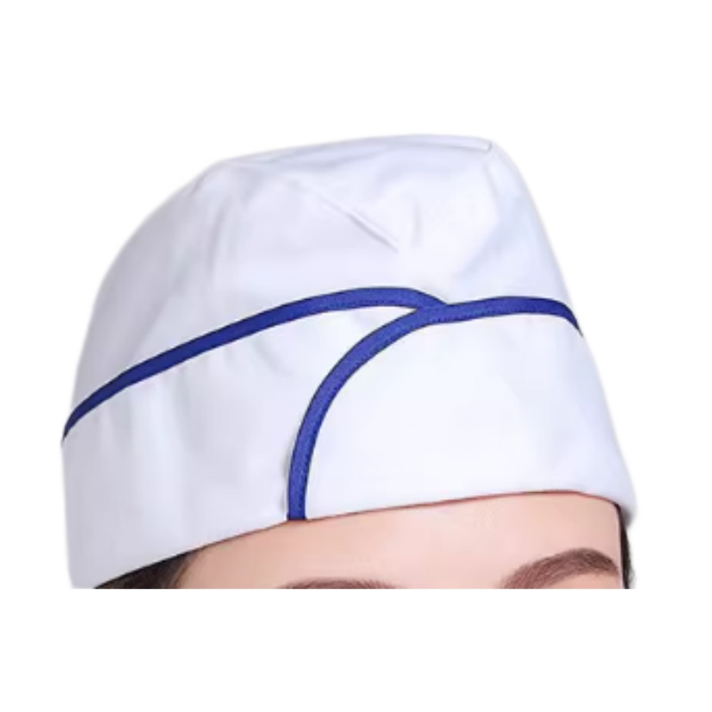 透氣耐用藍邊廚師帽：餐廳廚房、咖啡廳、烘焙店、外燴活動專業工作帽訂造