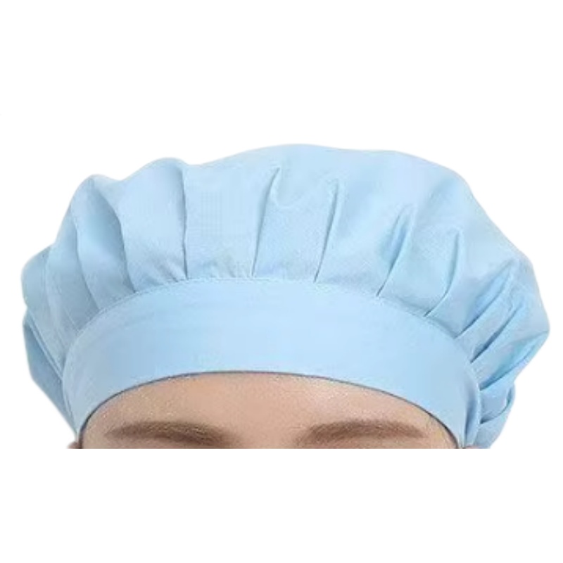 透氣耐用淺藍色廚師帽：餐飲烘焙、食品加工專用工作帽