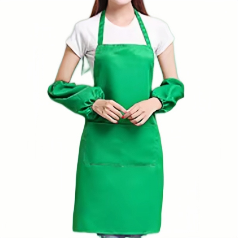 多功能防水防油綠色圍裙連袖套，適用餐飲、烘焙、清潔、美容行業制服訂造