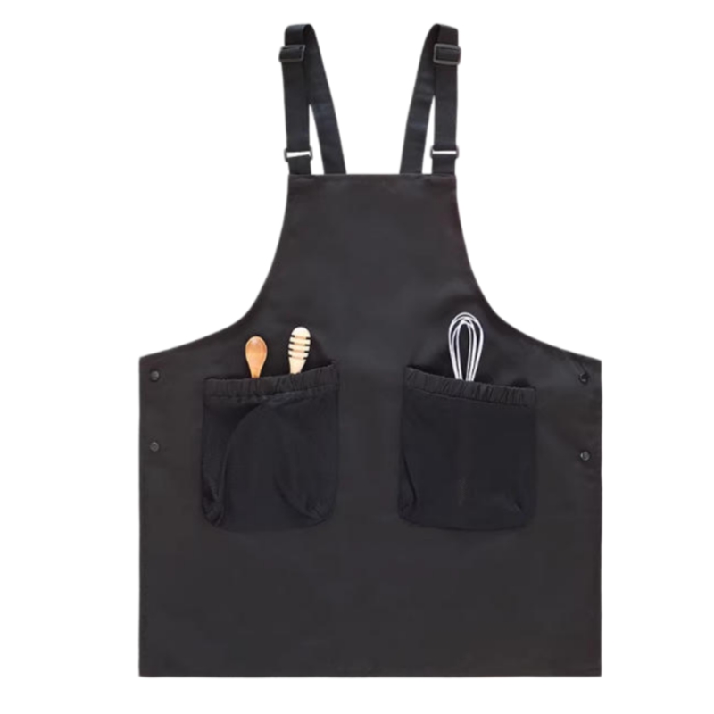 專業耐磨多功能黑色圍裙 | 廚房烘焙餐飲制服訂造